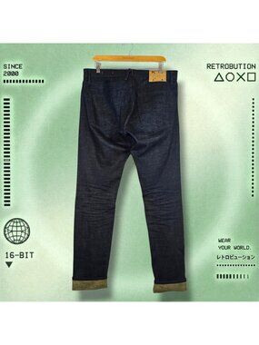 Hiroshi Kato Selvedge Slim Green Tea Raw Dark Wash Denim Blue Jeans Size 34